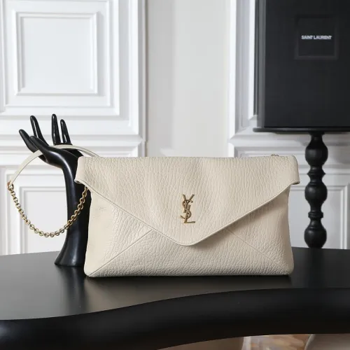 YSL 841702 LE Envelope Lambskin Chain Shoulder Crossbody Clutch Handbag #B65996