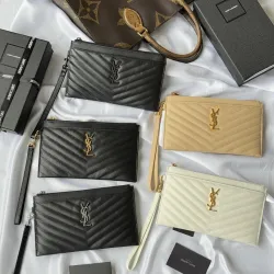 YSL Caviar Leather Zip Clutch Pouch 423297 W23xH13cm #B67181