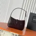 YSL Cléo 5 à 7 Glossy Croc Embossed Leather Underarm Bag Gold Logo Handbag #B65973