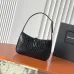 YSL Cléo 5 à 7 Glossy Croc Embossed Leather Underarm Bag Gold Logo Handbag #B65973