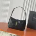 YSL Cléo 5 à 7 Glossy Croc Embossed Leather Underarm Bag Gold Logo Handbag #B65973