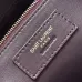 YSL Cléo 5 à 7 Glossy Croc Embossed Leather Underarm Bag Gold Logo Handbag #B65973