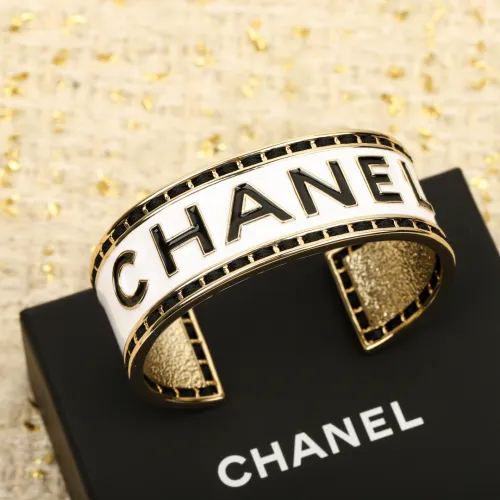 Chanel Black  White Enamel Bracelet Adjustable #A68703
