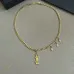 Saint Laurent Cassandre Logo Double Layer Pendant Necklace Gold Silver Designer Women Jewelry #B65955
