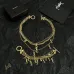 Saint Laurent Cassandre Multi Layer Logo Charm Gold Choker Necklace for Women #B65952