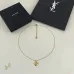 Saint Laurent Solid Heart Pendant Gold Thin Chain Choker Necklace Women Designer Jewelry #B65956