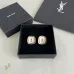 Saint Laurent White Mother Of Pearl Square Cassandre Logo Stud Earrings Gold Trim Designer Jewelry #B65958
