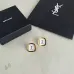 Saint Laurent White Mother Of Pearl Square Cassandre Logo Stud Earrings Gold Trim Designer Jewelry #B65958