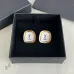 Saint Laurent White Mother Of Pearl Square Cassandre Logo Stud Earrings Gold Trim Designer Jewelry #B65958
