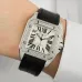 Cartier Santos Diamond Automatic Black Leather Watch 42mm #B65837