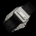 Cartier Santos Diamond Automatic Black Leather Watch 42mm #B65837