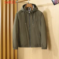 Burberry Men’s Hooded Full‑Zip Windbreaker Jacket, Olive, Navy & Black #A67893