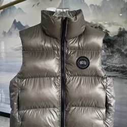 Canada Goose Black logo Cypress Puffer Series Fitted Solid Color Glossy High Neck Sleeveless Windproof Down Jacket #B57835
