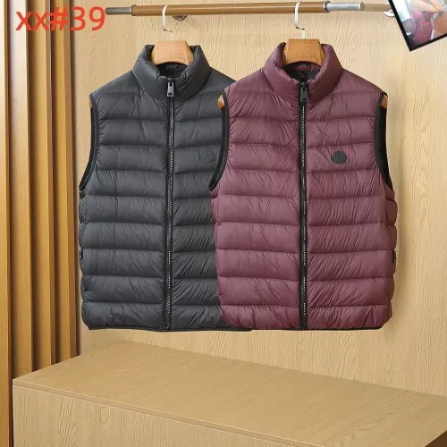 Moncler Men’s Stand‑Collar Light Quilted Down Gilet Vest, Black & Burgundy #A67889