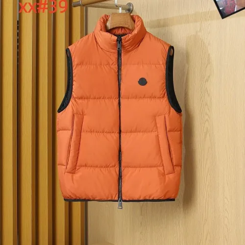 Moncler Men’s Stand‑Collar Padded Down Gilet Vest, Black & Bright Orange #A67890