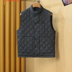 Prada Men’s Stand‑Collar Diamond‑Quilted Gilet Vest, Black & Grey #A67892