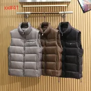Prada Men’s Stand‑Collar Quilted Down Gilet Vest, Black, Brown & Light Grey #A67886