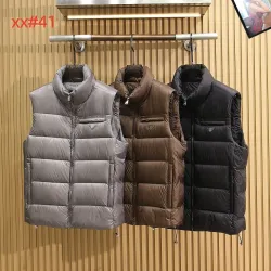 Prada Men’s Stand‑Collar Quilted Down Gilet Vest, Black, Brown & Light Grey #A67886