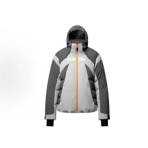 Louis Vuitton Color‑block Hooded Down Jacket, Grey Black #A68484
