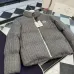 Moncler Cable‑knit Stand‑collar Down Jacket, Grey / Navy Blue/Black #A68486