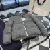 Moncler Cable‑knit Stand‑collar Down Jacket, Grey / Navy Blue/Black #A68486