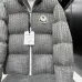 Moncler Cable‑knit Stand‑collar Down Jacket, Grey / Navy Blue/Black #A68486