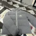 Moncler Cable‑knit Stand‑collar Down Jacket, Grey / Navy Blue/Black #A68486