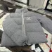 Moncler Cable‑knit Stand‑collar Down Jacket, Grey / Navy Blue/Black #A68486