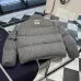 Moncler Cable‑knit Stand‑collar Down Jacket, Grey / Navy Blue/Black #A68486