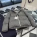 Moncler Cable‑knit Stand‑collar Down Jacket, Grey / Navy Blue/Black #A68486