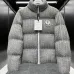 Moncler Cable‑knit Stand‑collar Down Jacket, Grey / Navy Blue/Black #A68486