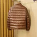 Moncler Glossy Stand‑Collar Quilted Down Puffer Jacket, Black & Brown #A67885