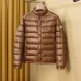 Moncler Glossy Stand‑Collar Quilted Down Puffer Jacket, Black & Brown #A67885