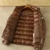 Moncler Glossy Stand‑Collar Quilted Down Puffer Jacket, Black & Brown #A67885