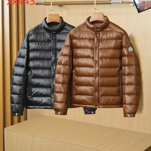 Moncler Glossy Stand‑Collar Quilted Down Puffer Jacket, Black & Brown #A67885