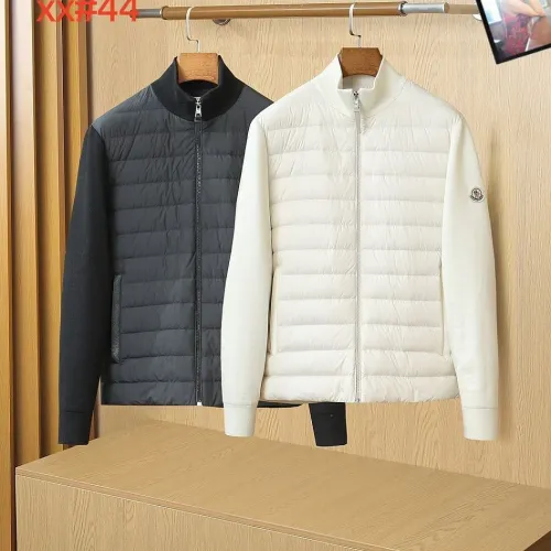 Moncler Hybrid Knit‑Sleeve Stand Collar Down Jacket, Black & Off‑White #A67883