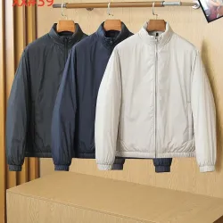 Moncler Men’s Stand‑Collar Lightweight Full‑Zip Down Jacket, Navy, Black & White #A67888