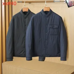Moncler Men’s Stand‑Collar Shirt‑Style Light Down Jacket, Black & Navy Blue #A67887