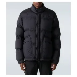 Moncler Stand‑collar Button‑zip Down Jacket, Black #A68485