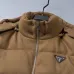 Prada Hooded Wool‑Blend Puffer Vest Men Sleeveless Gilet Outerwear, Camel Brown, Light Gray #A68168