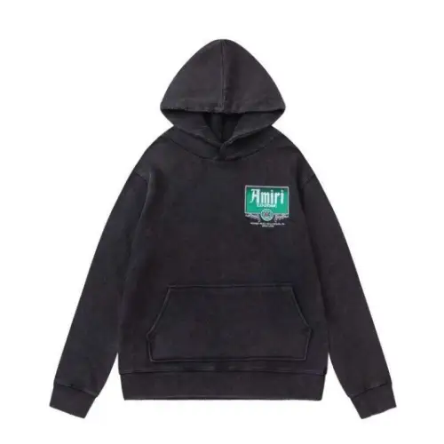 AMIRI Black Hoodie With Vintage Amiri Lounge Graphic And Hooded Design #B54385