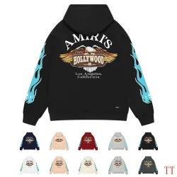 Amiri Eagle Wing Flame Sleeve Graphic Pullover Hoodie Multi-color Options #A69063