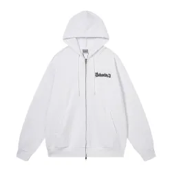 Balenciaga Graphic Print Full‑Zip Hoodie, White #A68228