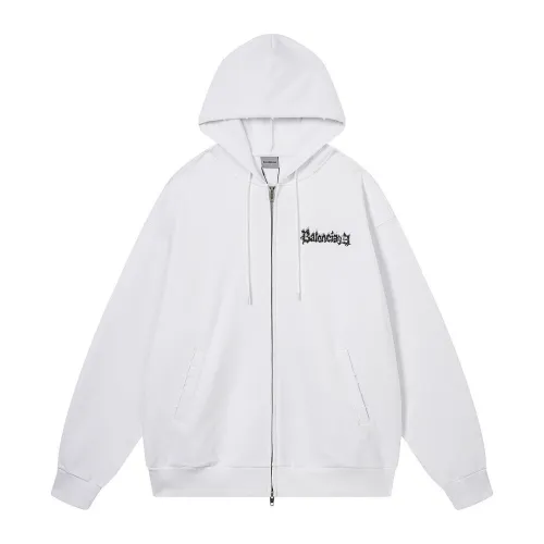Balenciaga Graphic Print Full‑Zip Hoodie, White #A68228
