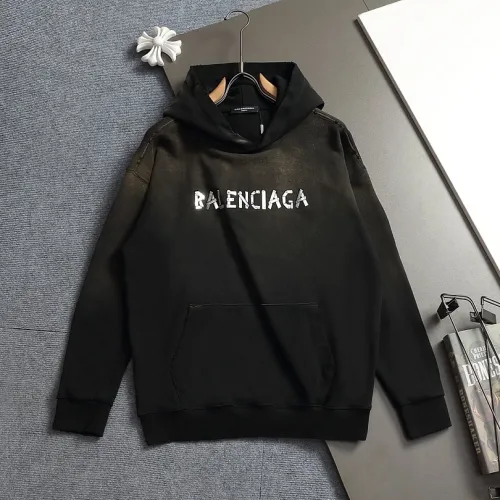 Balenciaga Metallic Tape Logo Vintage Washed Distressed Hoodie Multi‑Tone #A68212
