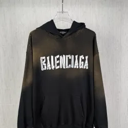 Balenciaga Vintage Faded Hoodie Front Distressed Logo Print Grey Black #A68798