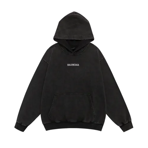 Balenciaga Washed Distressed Logo Pullover Hoodie Sweatshirt, Black #A67839