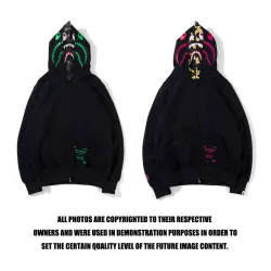 Bape Pink green tooth print double hoodie #99899873