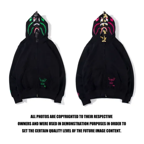 Bape Pink green tooth print double hoodie #99899873