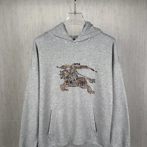 Burberry Hoodie Equestrian Knight Check Logo Print Black Grey #A68796